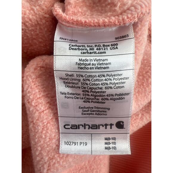 CARHARTT WOMENS PULLOVER HOODIE PEACH AND GRAY SIZE M RELAXED FIT - Picture 12 of 13